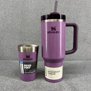 Stanley 40 oz Quencher H2.0 Tumbler Hammertone Lilac & Beer Pint 16 oz Purple